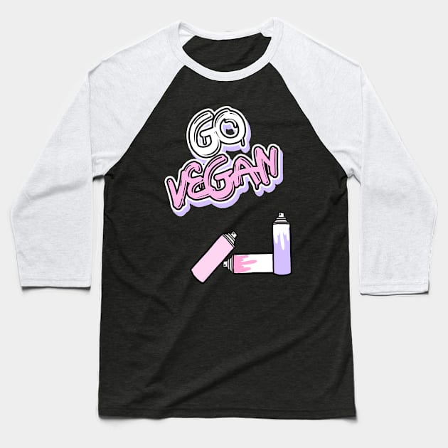 Go Vegan Graffiti Baseball T-Shirt by Danielle